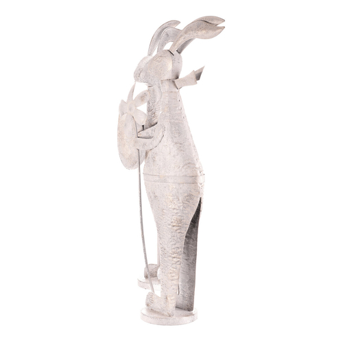 Zajíc kovový - s patinou, bílý, vel. L, mix 2, cena za 1 ks