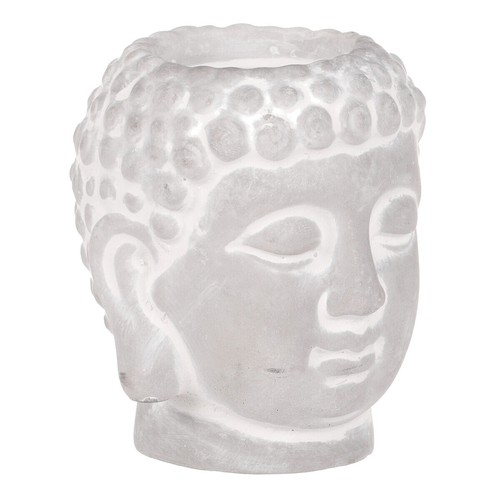Buddha - betonová hlava, svícen, barva šedá