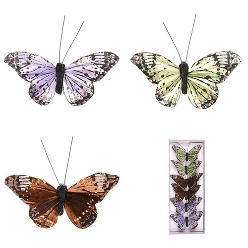 Motýl s klipem, 6ks v krabičce, mix barev, cena za 1 krabičku