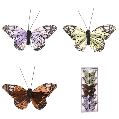 Motýl s klipem, 6ks v krabičce, mix barev, cena za 1 krabičku