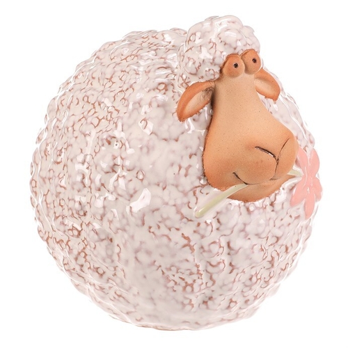 Ovečka - keramická figurka, vel. L, bílo-hnědá