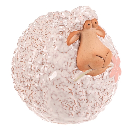 Ovečka - keramická figurka, vel. L, bílo-hnědá