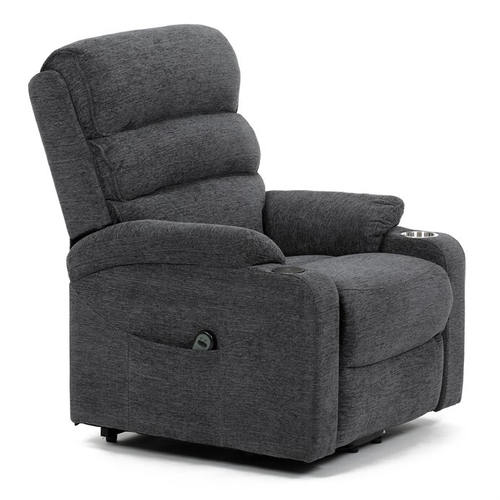 Polohovací křeslo, elektrické kabelové ovládání, šedá, látka, TV-S8348 GREY2