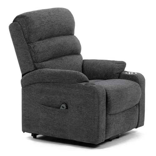 Polohovací křeslo, elektrické kabelové ovládání, šedá, látka, TV-S8348 GREY2