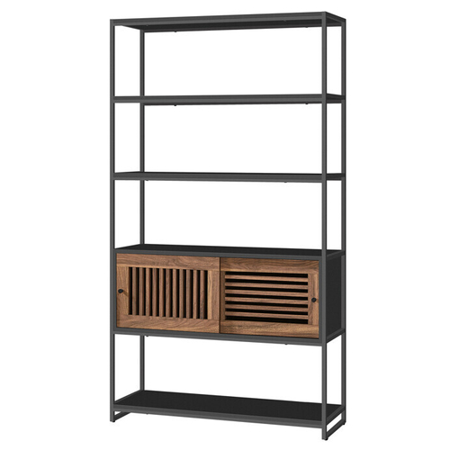 Regál, mdf, černá, AUR-E1121 BK