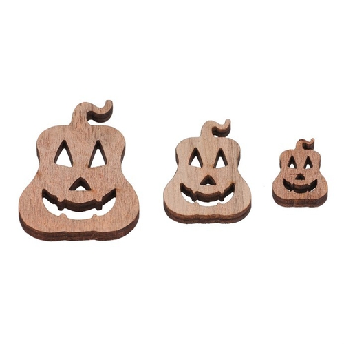 Dýně s obličejem - dřevo, mix 3 barev a 3 vel., cena za balení (18 ks)