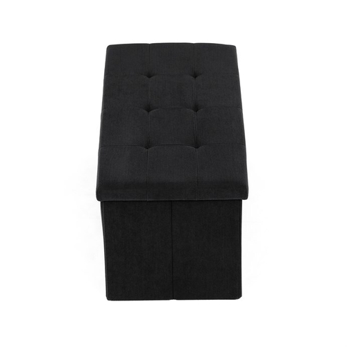 Taburet s úložným prostorem, černá, manšestrová látka, TAB-472 BK6