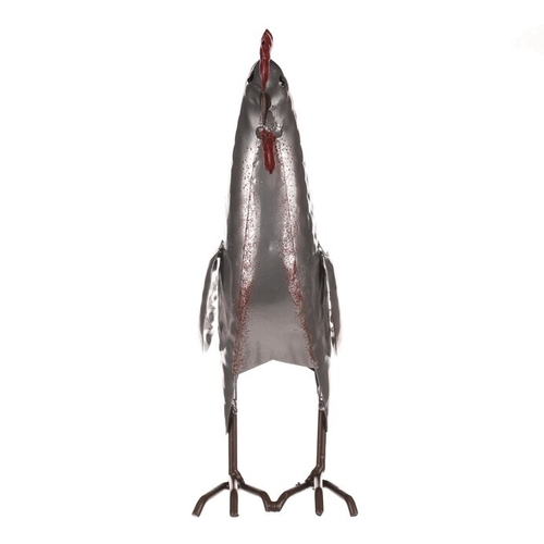 Kohout - kovová dekorace, barva stříbrná