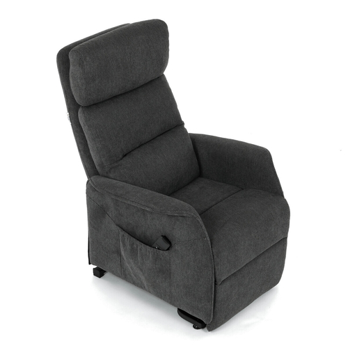 Polohovací křeslo, elektrické kabelové ovládání, šedá, látka, TV-L8960 GREY2