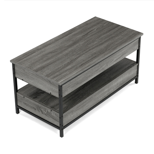 Konferenční stolek se zvedací deskou 100x50x48cm, mdf, šedý dub, CT-I1201 GREY
