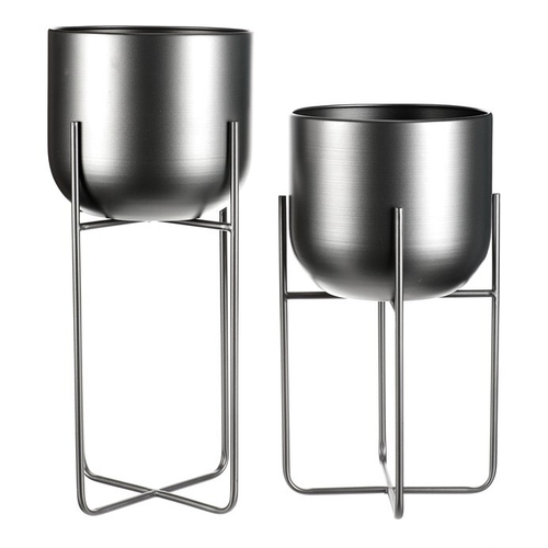 Stojan - kovový, kulatý, stříbrno-šedý, cena za sadu 2 ks