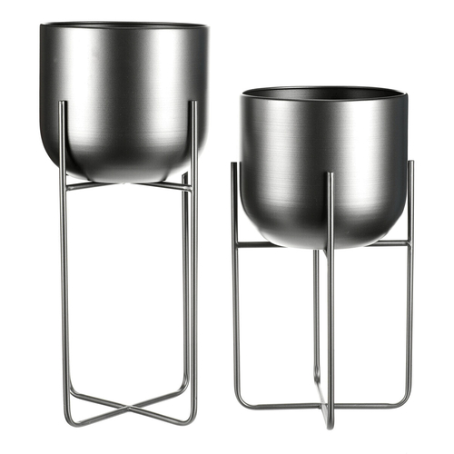 Stojan - kovový, kulatý, stříbrno-šedý, cena za sadu 2 ks