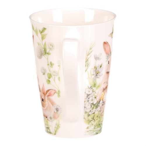 Hrnek malovaný - porcelán, dárková dóza, motiv se zajíčky
