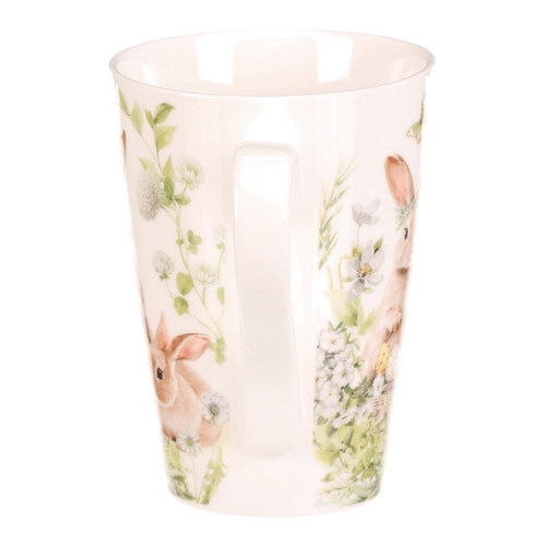 Hrnek malovaný - porcelán, dárková dóza, motiv se zajíčky