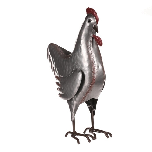 Kohout - kovová dekorace, barva stříbrná