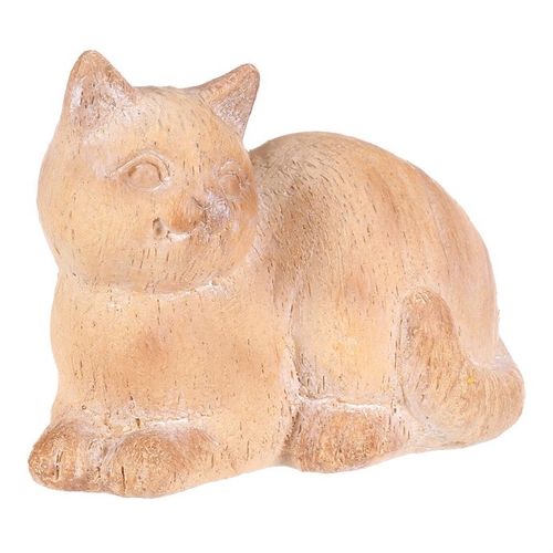 Kočka - figurka z polyresinu, imitace dřeva