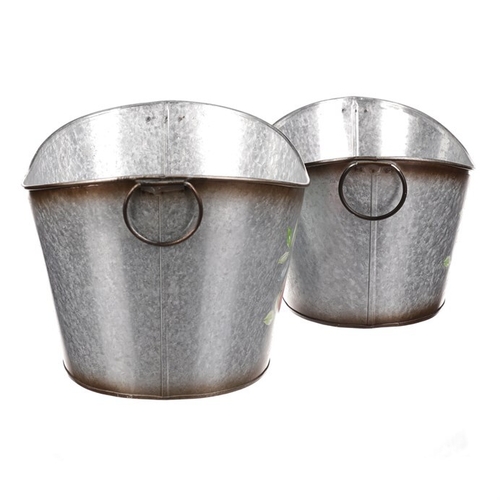 Kovový obal na květiny. Sada 2ks. Design s růžemi.