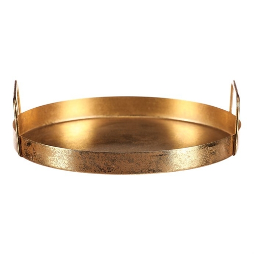 Tác kovový s uchy - kulatý tvar, barva zlatá