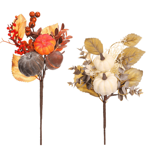 Listí, dýně a plody - umělá větev, mix 2 druhů, cena za 1 ks