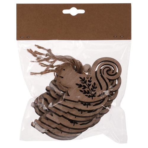 Veverka - dřevěná ozdoba, barva přírodní, cena za balení (8 ks)