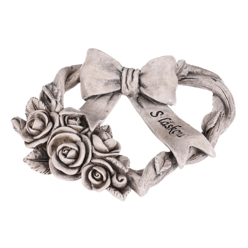 Srdce se stuhou a mašlí - pietní, polyresin, šedá