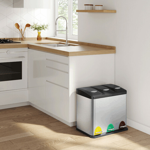 Koš na odpadky, plast, stříbrná, AUK-E1124 CR