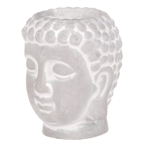 Buddha - betonová hlava, svícen, barva šedá