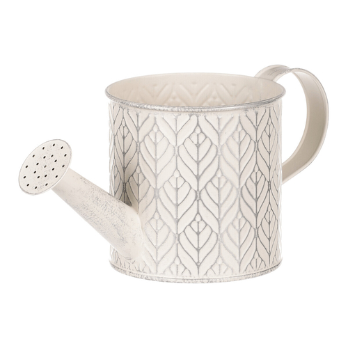 Obal kovový - tvar konve, stříbrný vzor, barva krémová