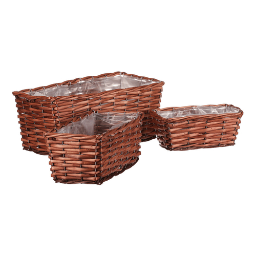 Truhlík proutěný - hranatý, světle hnědý, cena za sadu 3 ks