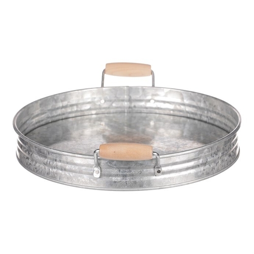 Tác kovový - tvar pánve, zinkový, barva stříbrná