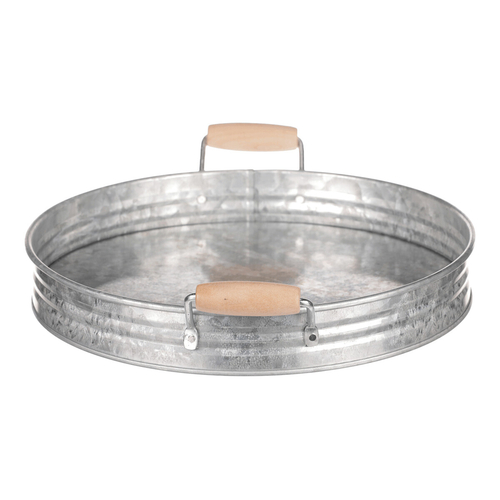 Tác kovový - tvar pánve, zinkový, barva stříbrná