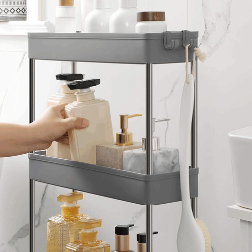 Pojízdný úložný vozík, plast, šedá, APV-E1008 GREY