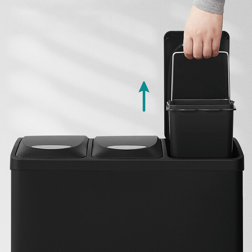 Koš na odpadky, plast, černá, AUK-E1124 BK