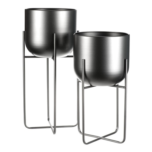 Stojan - kovový, kulatý, stříbrno-šedý, cena za sadu 2 ks