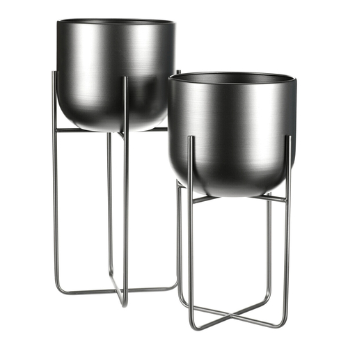 Stojan - kovový, kulatý, stříbrno-šedý, cena za sadu 2 ks