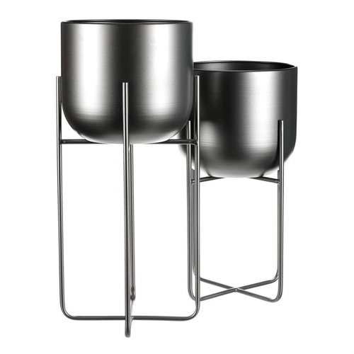 Stojan - kovový, kulatý, stříbrno-šedý, cena za sadu 2 ks