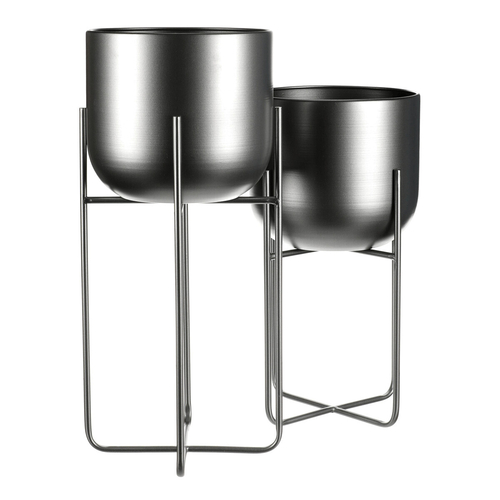 Stojan - kovový, kulatý, stříbrno-šedý, cena za sadu 2 ks