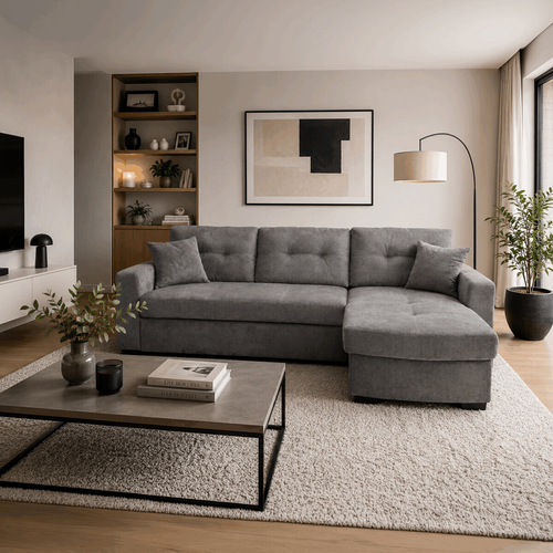 Rohová sedací souprava, šedá látka, ASB-C3990 GREY2