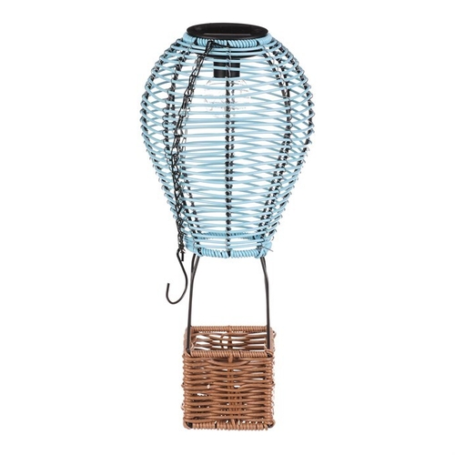 Lucerna - umělý ratan a kov, balón, LED osvětl, vel. L, modro-hnědá