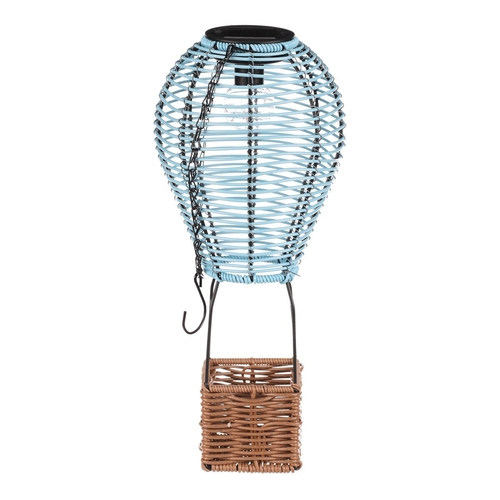 Lucerna - umělý ratan a kov, balón, LED osvětl, vel. L, modro-hnědá