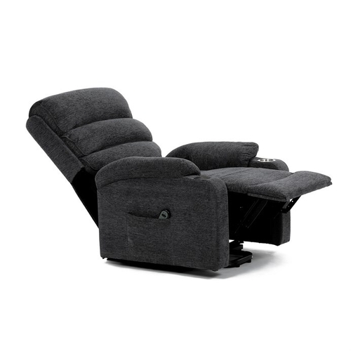 Polohovací křeslo, elektrické kabelové ovládání, šedá, látka, TV-S8348 GREY2