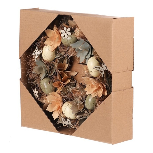 Věnec velikonoční - pr. 30 cm, vajíčka, květy a motýli