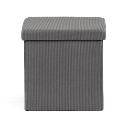 Taburet s úložným prostorem, šedá, manšestrová látka, TAB-471 GREY6