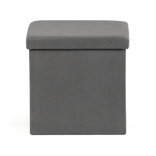 Taburet s úložným prostorem, šedá, manšestrová látka, TAB-471 GREY6