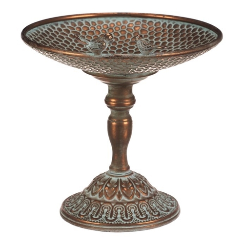 Stojan kovový - 29 cm, aranžovací, s ptáčky, měděný