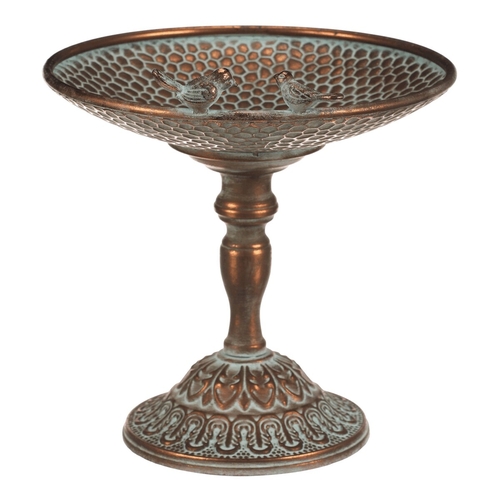 Stojan kovový - 29 cm, aranžovací, s ptáčky, měděný