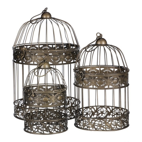 Klec kovová - závěsná, barva měděná, cena za sadu 3 ks