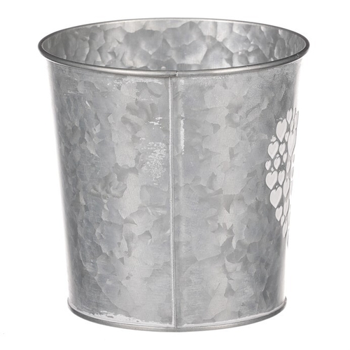 Obal z kovu na květiny, v zinkové barvě se srdcem.