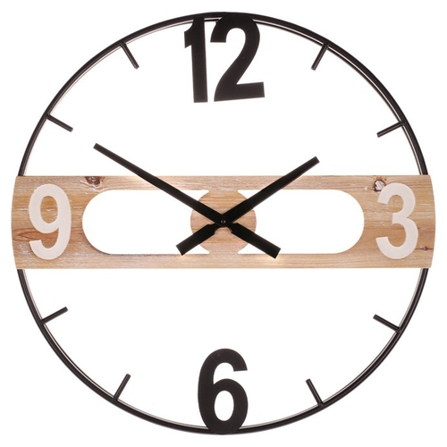Hodiny nástěnné - pr. 60 cm, mix kovu a MDF