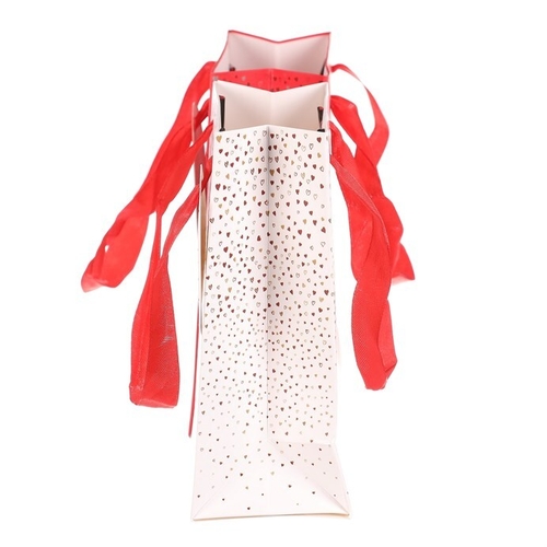 Taška papírová - se srdíčky, mix 2 barev, vel. XS, cena za 1 ks